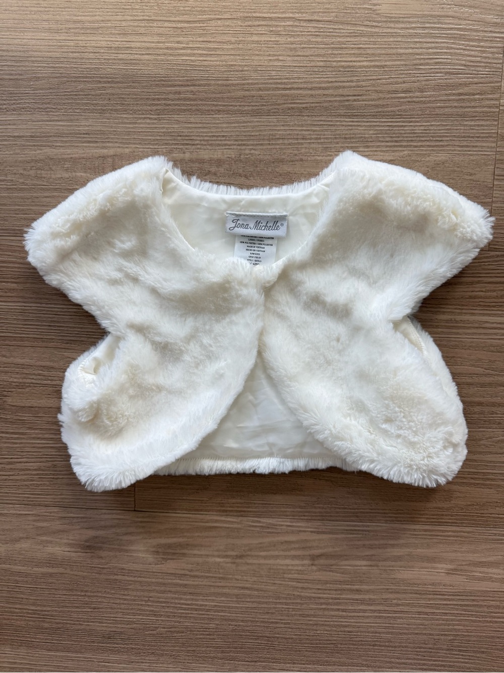 Jona Michelle Girls Ivory Faux Fur Bolero Shrug
